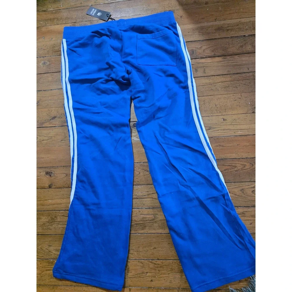 Urban Beast Mens Long‎ Pant Royal Blue White Triple Side Stripe Size L NWT